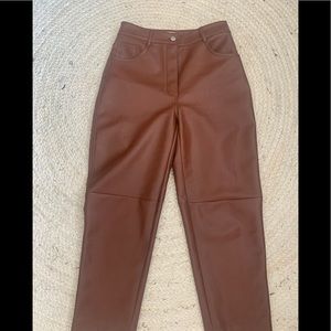 Aritzia Cognac Leather Pants Size 6